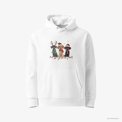 Poodle Puppies Surrounded by Christmas Magic White Hoodie