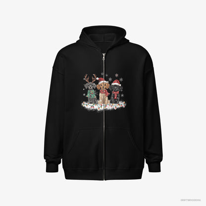 Poodle Puppies Surrounded by Christmas Magic Black Hoodie