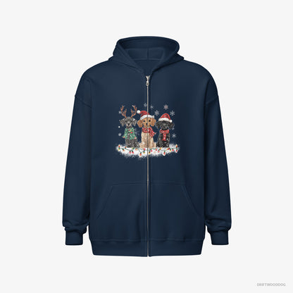 Poodle Puppies Surrounded by Christmas Magic Navy Hoodie