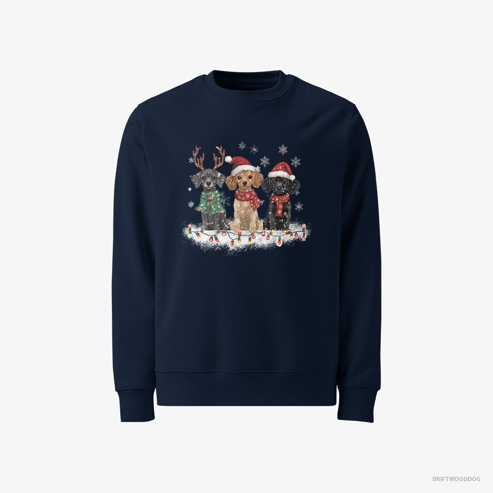 Poodle Puppies Surrounded by Christmas Magic – Men's Sweatshirt Navy – Classic