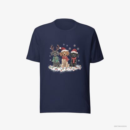 Poodle Puppies Surrounded by Christmas Magic Navy T-Shirt