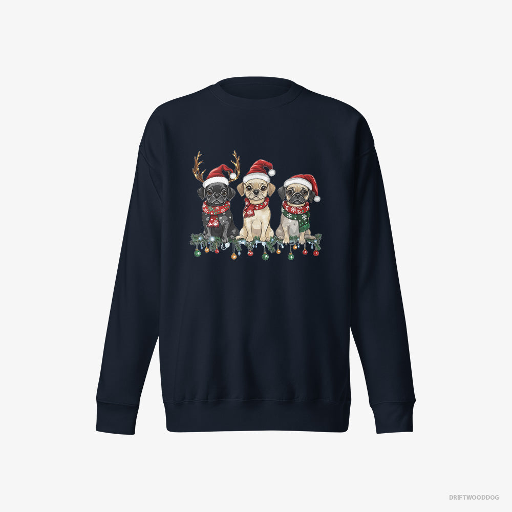 Pug Puppies in a Merry Christmas – Women's Sweatshirt Navy Eco – Eco-Friendly