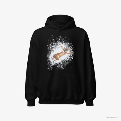 Dachshund Lying in the Snow Black Hoodie