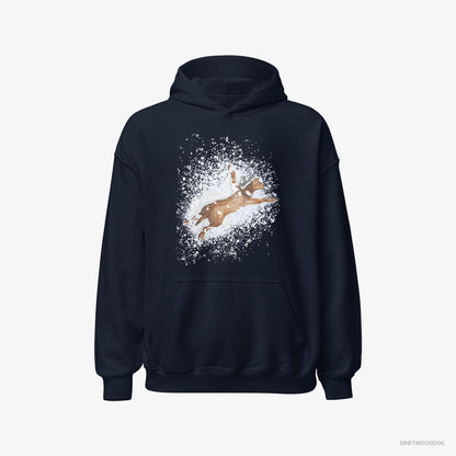 Dachshund Lying in the Snow Navy Hoodie