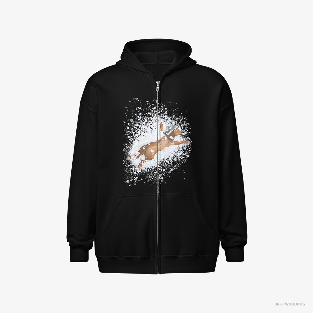 Dachshund Lying in the Snow Full-Zip Hoodie