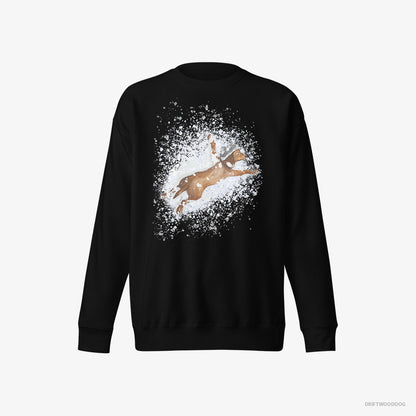 Dachshund Lying in the Snow Black Sweatshirt