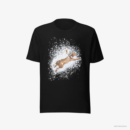 Dachshund Lying in the Snow Black T-Shirt