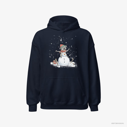 Yorkshire Terrier Building a Snowman Navy Hoodie