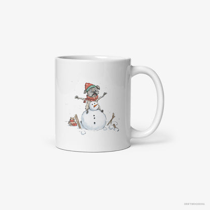 Yorkshire Terrier Building a Snowman White Mug