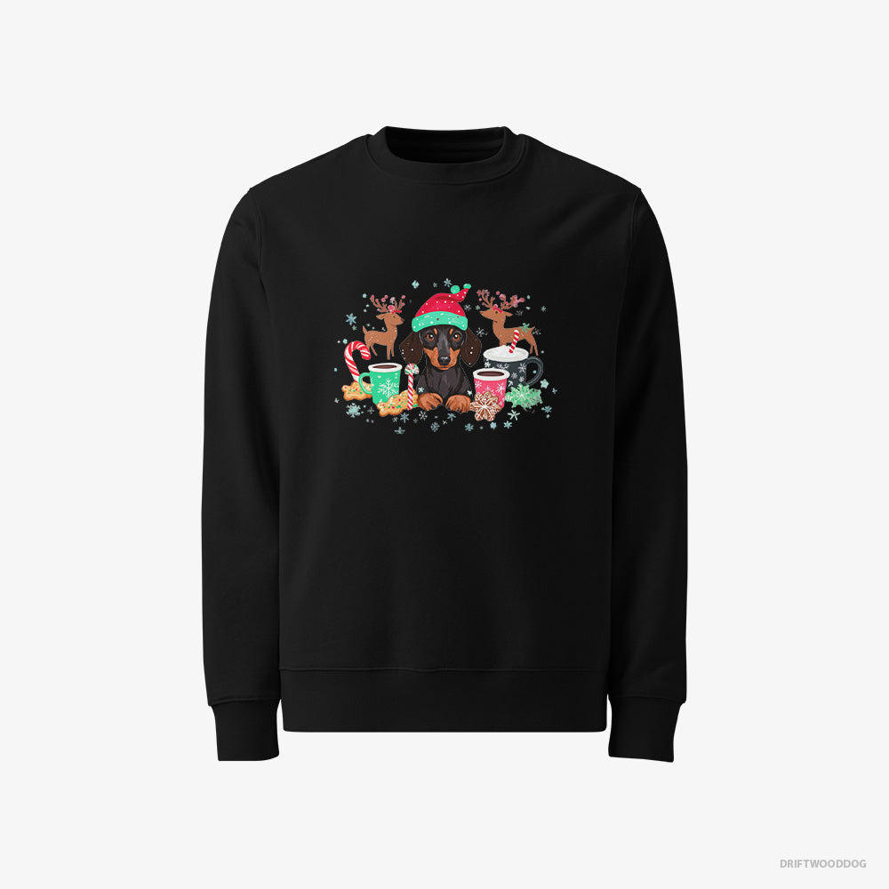 Dachshund Sweatshirt – Men Black Sweatshirt Classic – in a Jolly Christmas Mood (on White Background)