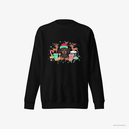 Dachshund Sweatshirt – Men Black Sweatshirt Eco-Friendly – in a Jolly Christmas Mood (on White Background)