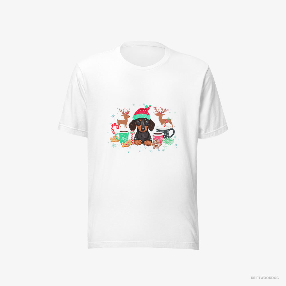 Black Dachshund in a Jolly Christmas Mood – Women's T-Shirt White Eco – Eco-Friendly