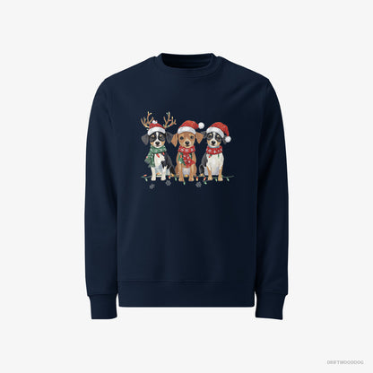 Jack Russell Terrier Puppies in a Christmas Theme Navy Sweatshirt