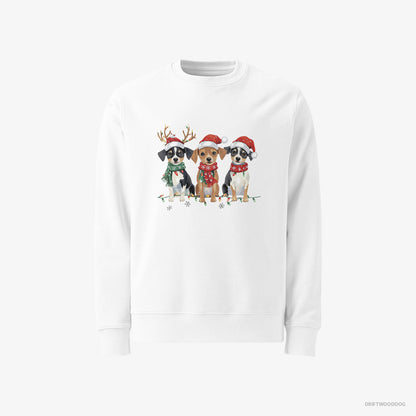 Jack Russell Terrier Puppies in a Christmas Theme White Sweatshirt