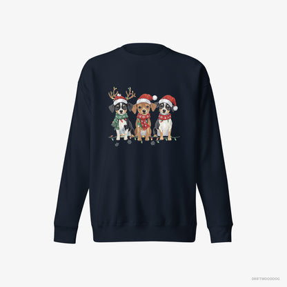 Jack Russell Terrier Puppies in a Christmas Theme Navy Sweatshirt