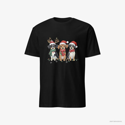 Jack Russell Terrier Puppies in a Christmas Theme Black T-Shirt