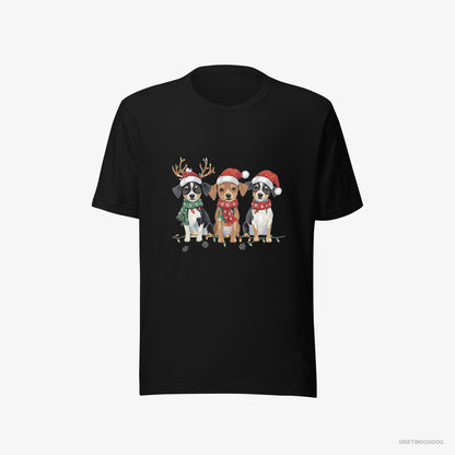 Jack Russell Terrier Puppies in a Christmas Theme Black T-Shirt