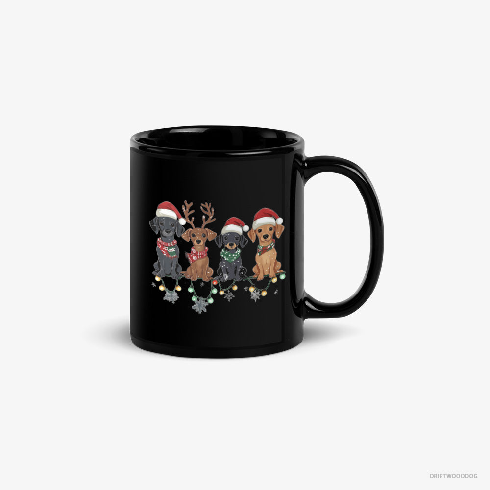 Dachshund Puppies in the Christmas Spirit – Mug Black – Classic