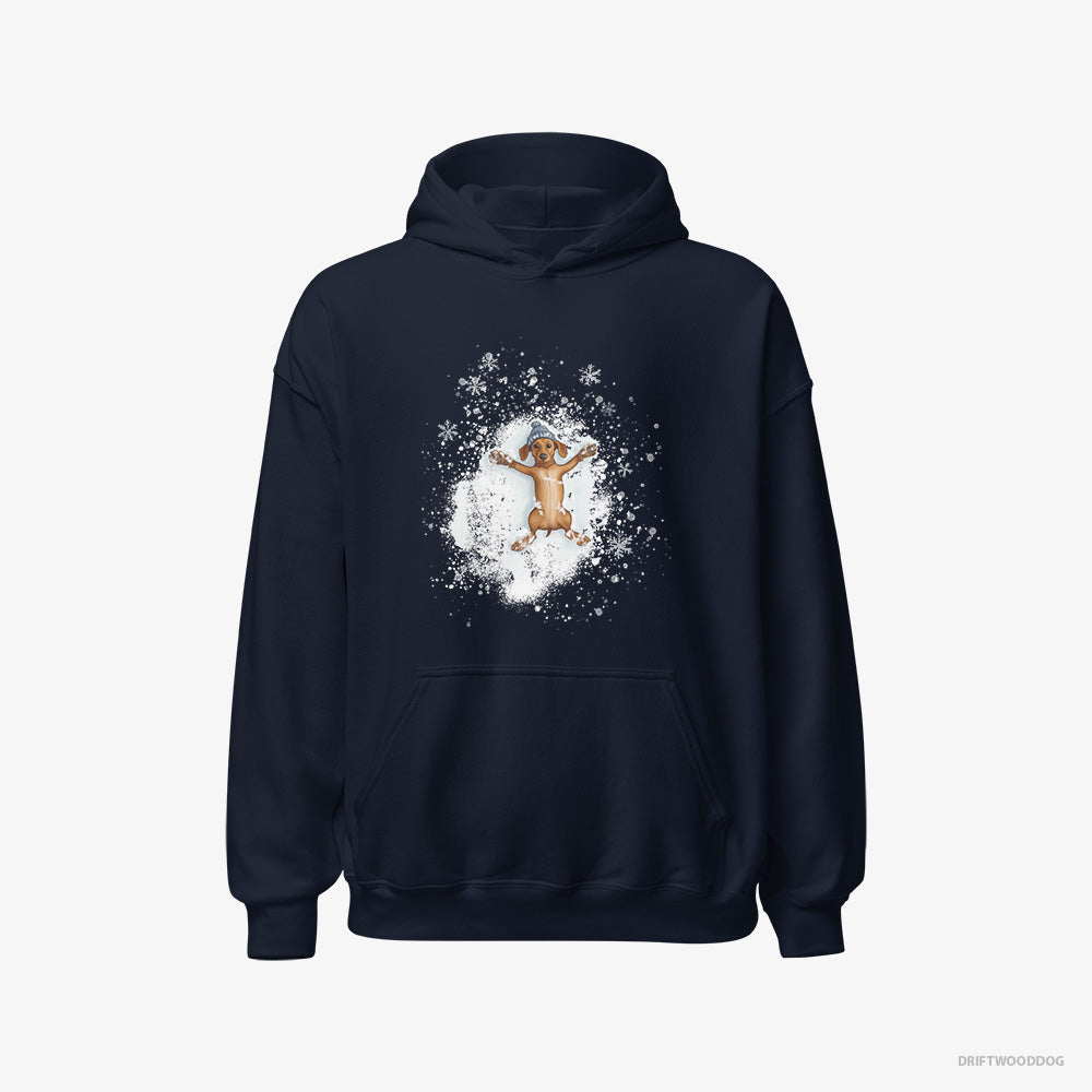 Dachshund Making Snow Angels – Women's Hoodie Navy – Classic