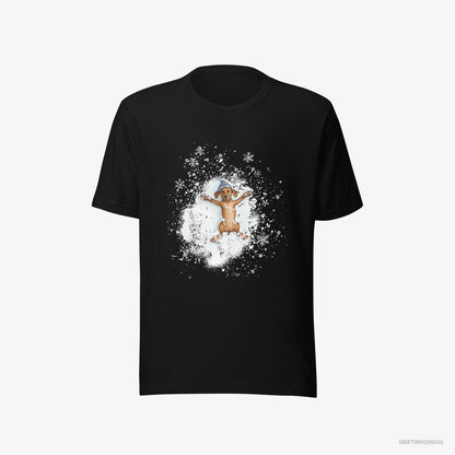 Dachshund Making Snow Angels Black T-Shirt