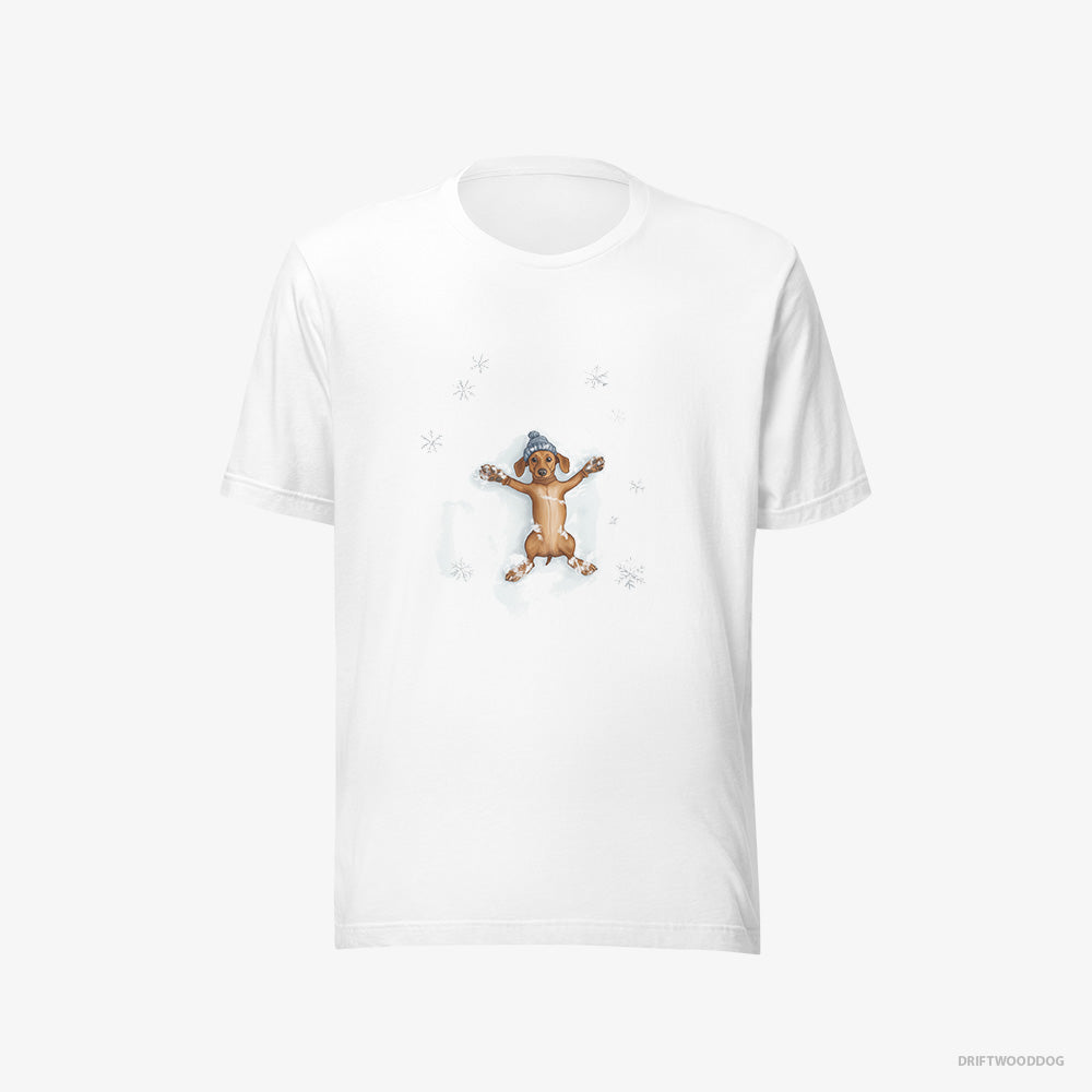 Dachshund Making Snow Angels – Men's T-Shirt White Eco – Eco-Friendly