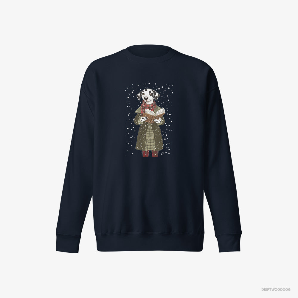 Dalmatian Singing Christmas Carols with a Songbook – Women's Sweatshirt Navy Eco – Eco-Friendly