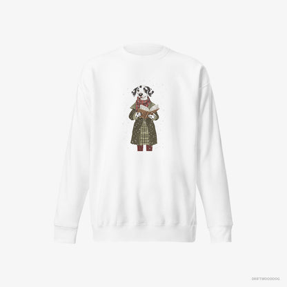 Dalmatian Singing Christmas Carols with a Songbook White Sweatshirt