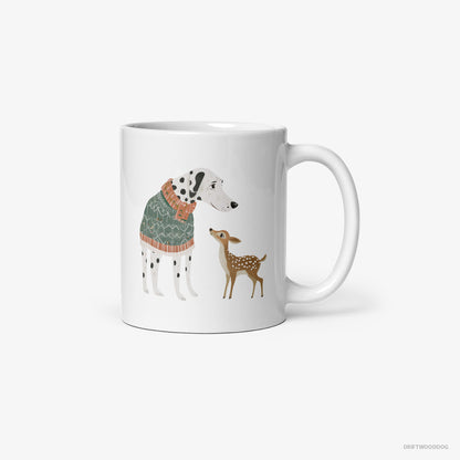 Dalmatian with a Playful Reindeer White Mug