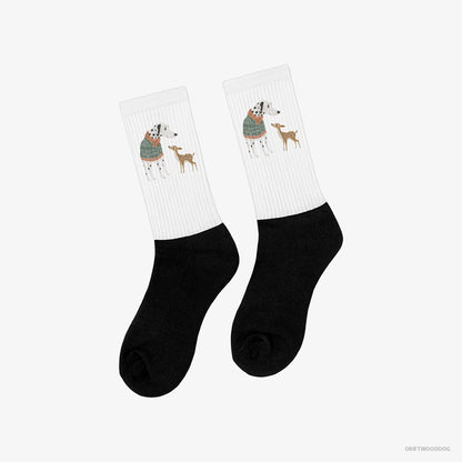 Dalmatian with a Playful Reindeer White and Black Socks