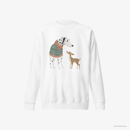 Dalmatian with a Playful Reindeer White Sweatshirt