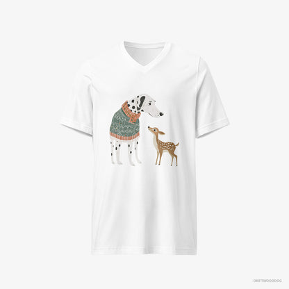 Dalmatian with a Playful Reindeer White T-Shirt