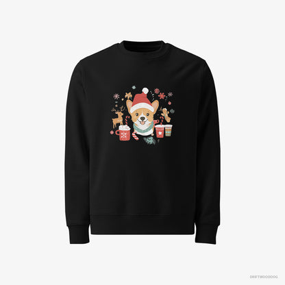 Corgi Sweatshirt – Men Black Sweatshirt Classic – with Holiday Spirit (on White Background)