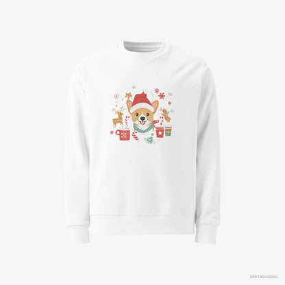 Corgi with Holiday Spirit White Sweatshirt