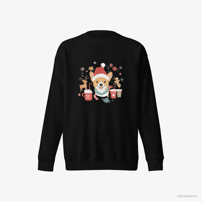 Corgi with Holiday Spirit Black Sweatshirt