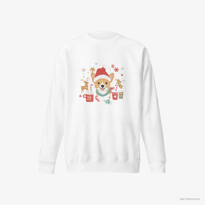 Corgi with Holiday Spirit White Sweatshirt