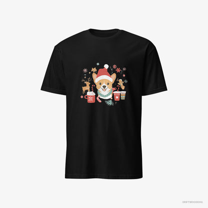 Corgi with Holiday Spirit Black T-Shirt