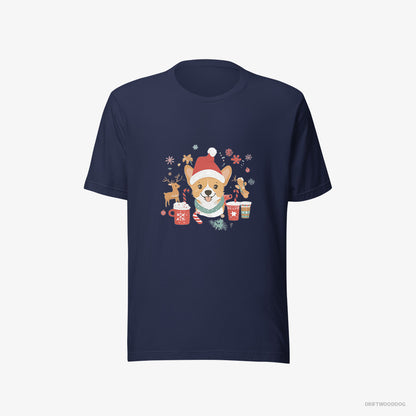 Corgi with Holiday Spirit Navy T-Shirt