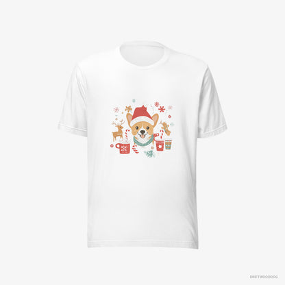 Corgi T-Shirt – Men White T-Shirt Eco-Friendly – with Holiday Spirit (on White Background)