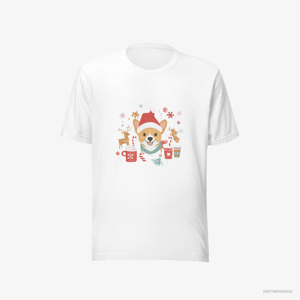 Corgi with Holiday Spirit – Men's T-Shirt White Eco – Eco-Friendly