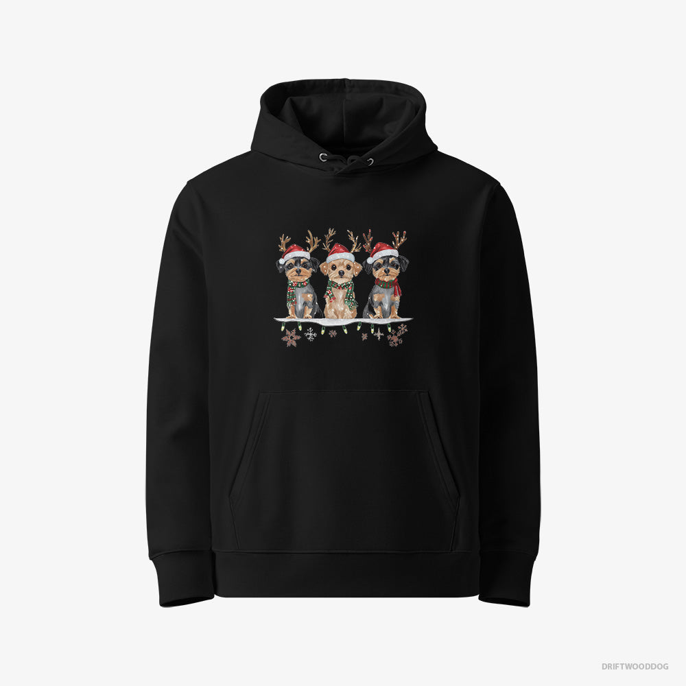 Yorkshire Terrier Puppies in a Cozy Christmas Setting – Men's Hoodie Black Eco – Eco-Friendly