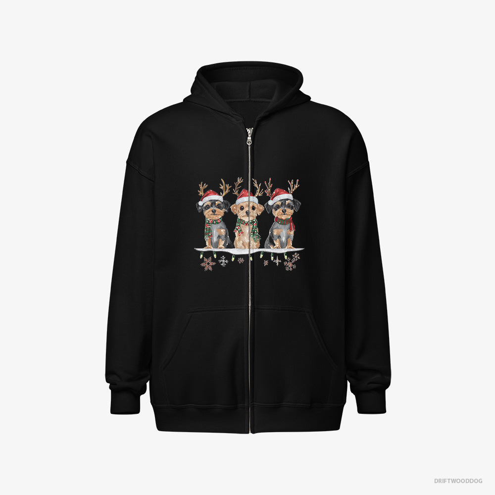 Yorkshire Terrier Puppies in a Cozy Christmas Setting Full-Zip Hoodie