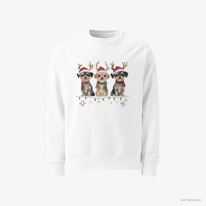 Yorkshire Terrier Puppies in a Cozy Christmas Setting White Sweatshirt