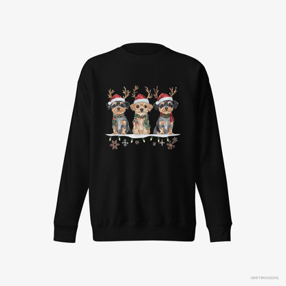 Yorkshire Terrier Puppies in a Cozy Christmas Setting Black Sweatshirt