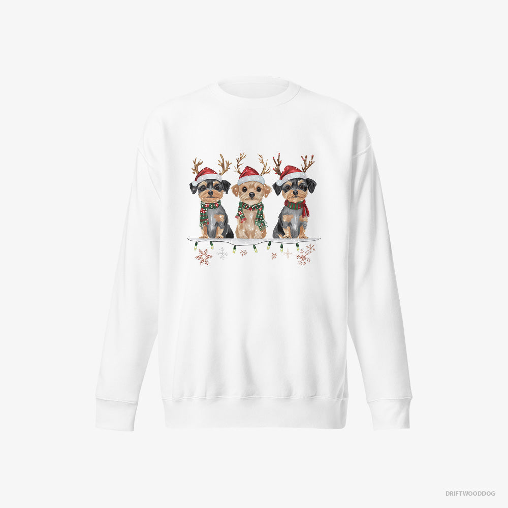 Yorkshire Terrier Puppies in a Cozy Christmas Setting – Men's Sweatshirt White Eco – Eco-Friendly