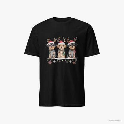 Yorkshire Terrier Puppies in a Cozy Christmas Setting Black T-Shirt