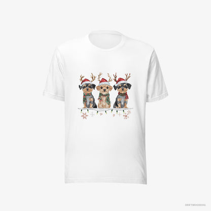 Yorkshire Terrier Puppies in a Cozy Christmas Setting White T-Shirt