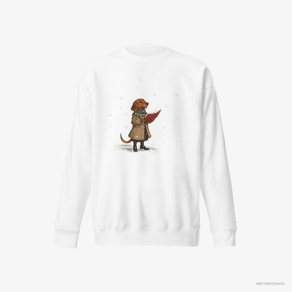 Dachshund Singing Holiday Carols White Sweatshirt