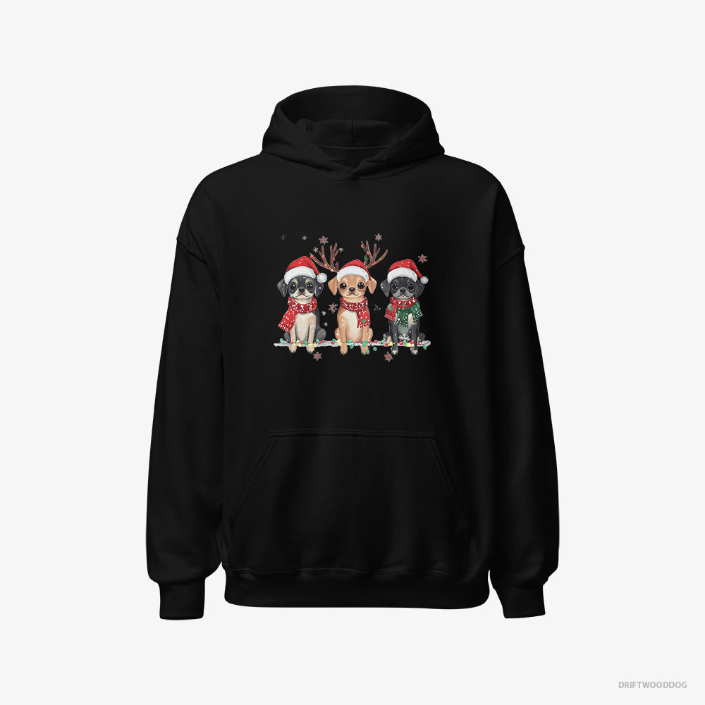 Pug Puppies in a Magical Christmas Atmosphere – Women's Hoodie Black – Classic