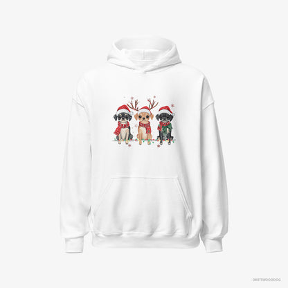 Pug Puppies in a Magical Christmas Atmosphere White Hoodie