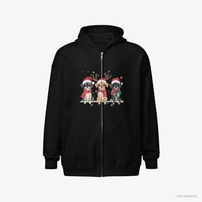 Pug Puppies in a Magical Christmas Atmosphere Black Hoodie